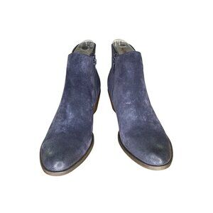 Josef Seibel Daphne 11 Blue Suede Ankle Boots W/ Inside Zipper & Faux Fur Lining